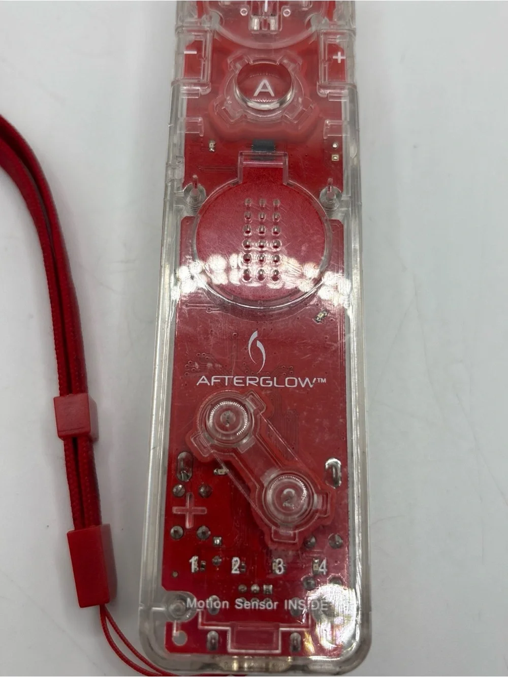 Afterglow Wii Remote Controller Clear Red Motion Plus LED Lights Tested Working